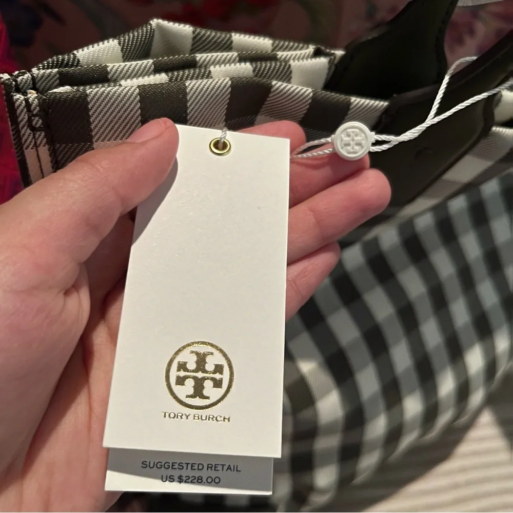 Tory Burch Ella Gingham Tote Bag 🌿🤍 - Picture 4 of 16